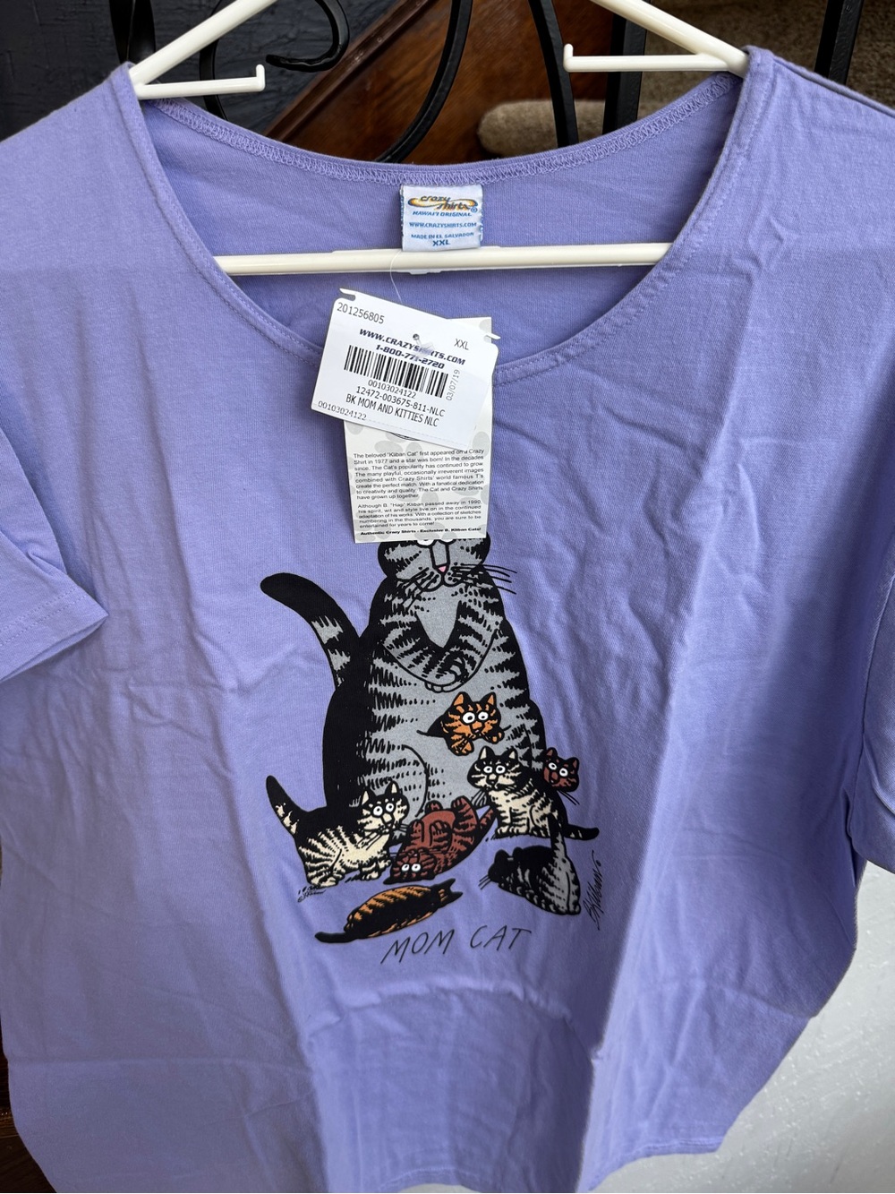 NEW NWT Mom Cat B. kliban Hawaii Crazy Shirts Tee Lavender Mother’s Day - Picture 3 of 9